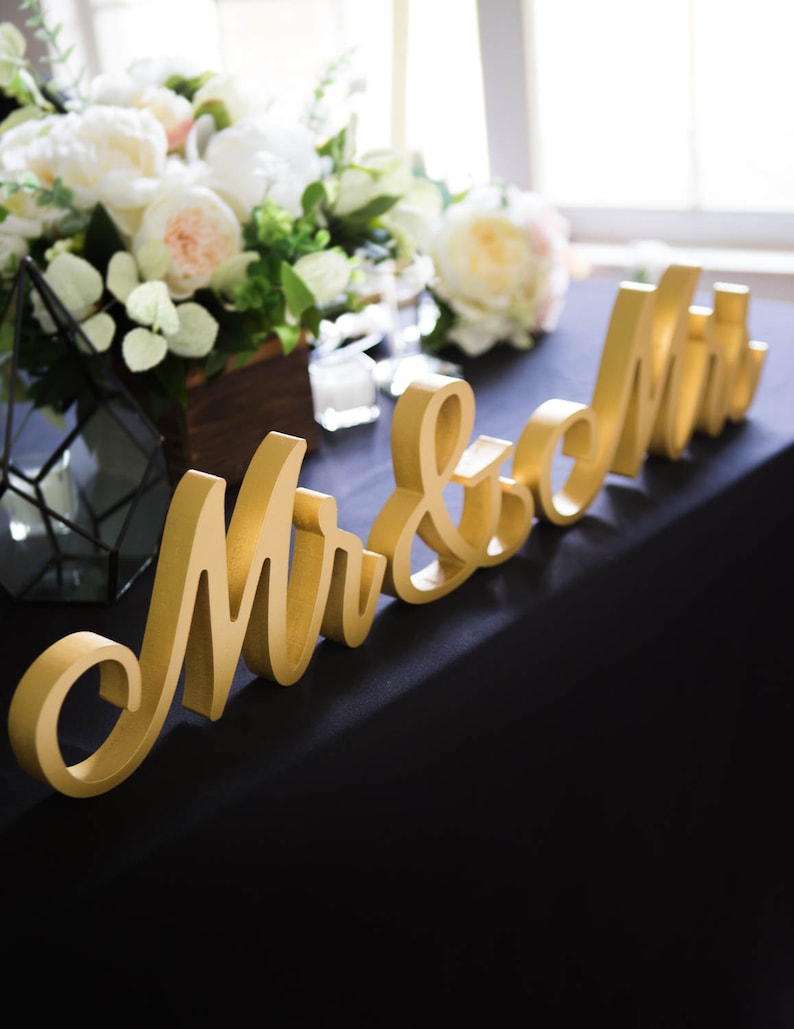 Script Mr and Mrs Wedding Signs for Wedding Sweetheart Table, Mr and Mrs Letters, Large Thick Mr & Mrs Sign Set Item MTF200 image 2