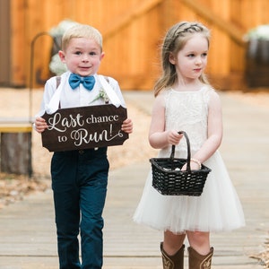 Ring Bearer Sign for Wedding Last Chance to Run Wooden Sign for Ceremony Decorations, Wooden Rustic Chic