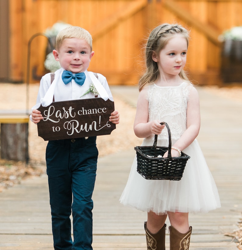 Ring Bearer Sign for Wedding Last Chance to Run Wooden Sign for Ceremony Decorations, Wooden Rustic Chic