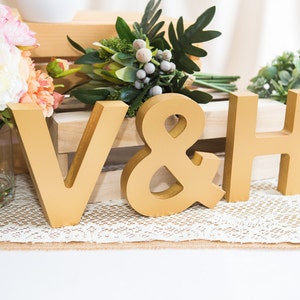 Wooden Letters Freestanding Wedding Initial Signs Wood Letters Initials Freestanding Wooden Wedding Signs 3 Piece Set Wood Letters INI400 image 1