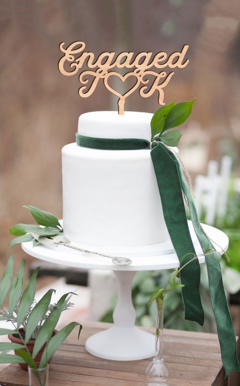 Engagement Cake Topper, Custom Engaged Cake Topper, We're Engaged, Engagement Party Decorations, Cake Topper ENG900 image 1
