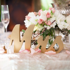 Gold Mr and Mrs Sign Wedding Sweetheart Table Decor Mr & Mrs Wooden Letter Large Thick Mr and Mrs Wedding Sign Item MTS100 image 9