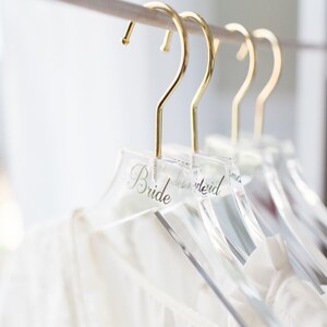 Wedding Hanger Clear Acrylic Personalized for Bride Bridesmaids Gift Bridal Hangers for Wedding Dress Gold Hanger Modern Clear