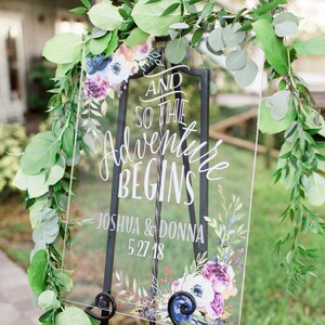 Wedding Welcome Sign Clear Acrylic Glass Look Sign Acrylic Wedding Sign Adventure Begins Quote, Modern Wedding Glass Look Item LFL142 image 10