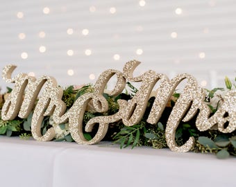 Mr and Mrs Wedding Sign for Wedding Sweetheart Table, Mr and Mrs Letters, Large Thick Centerpiece (Item - TMK200)