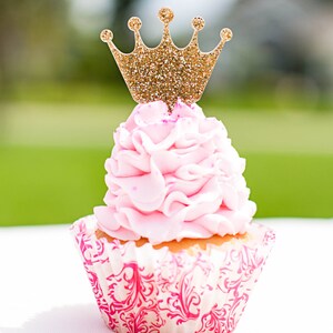 Cupcake Toppers Princess Crown Birthday Party, Set of 12, Gold Glitter ...