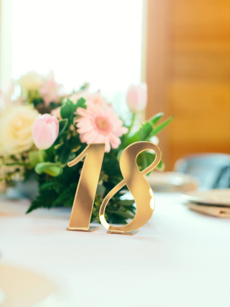 Wedding Acrylic Table Numbers Weddings, Standing Table Numbers Gold, Silver, Clear Acrylic Table Numbers, Chic Wedding Decor Centerpieces image 9