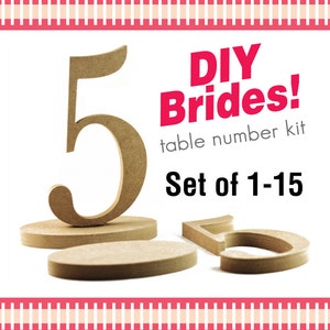 1-15 Wooden Numbers - Do It Yourself Wedding Table Number Kit - Unfinished Wood Numbers DIY015