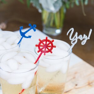 Party Stir Sticks, Nautical Party Drink Stirrer Party Favor Bar Decor, Beach or Lake Sailing Wedding or Party Shower Item NSS110 image 3