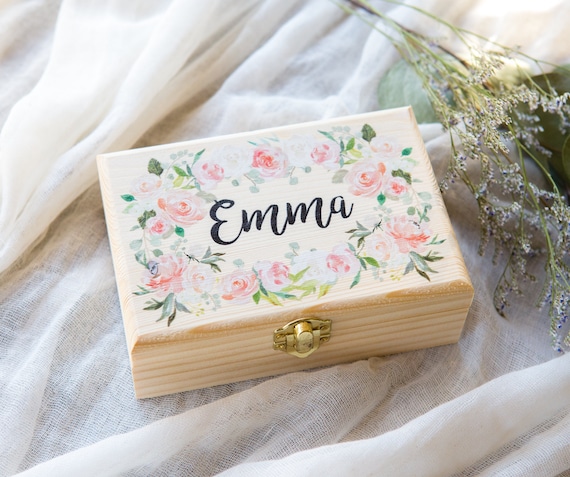 Monogram Wood Box, Personalized Jewelry Box, Gift for Her