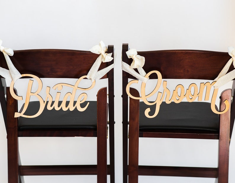 Hanging Chair Signs Wooden Wedding Signs Bride & Groom