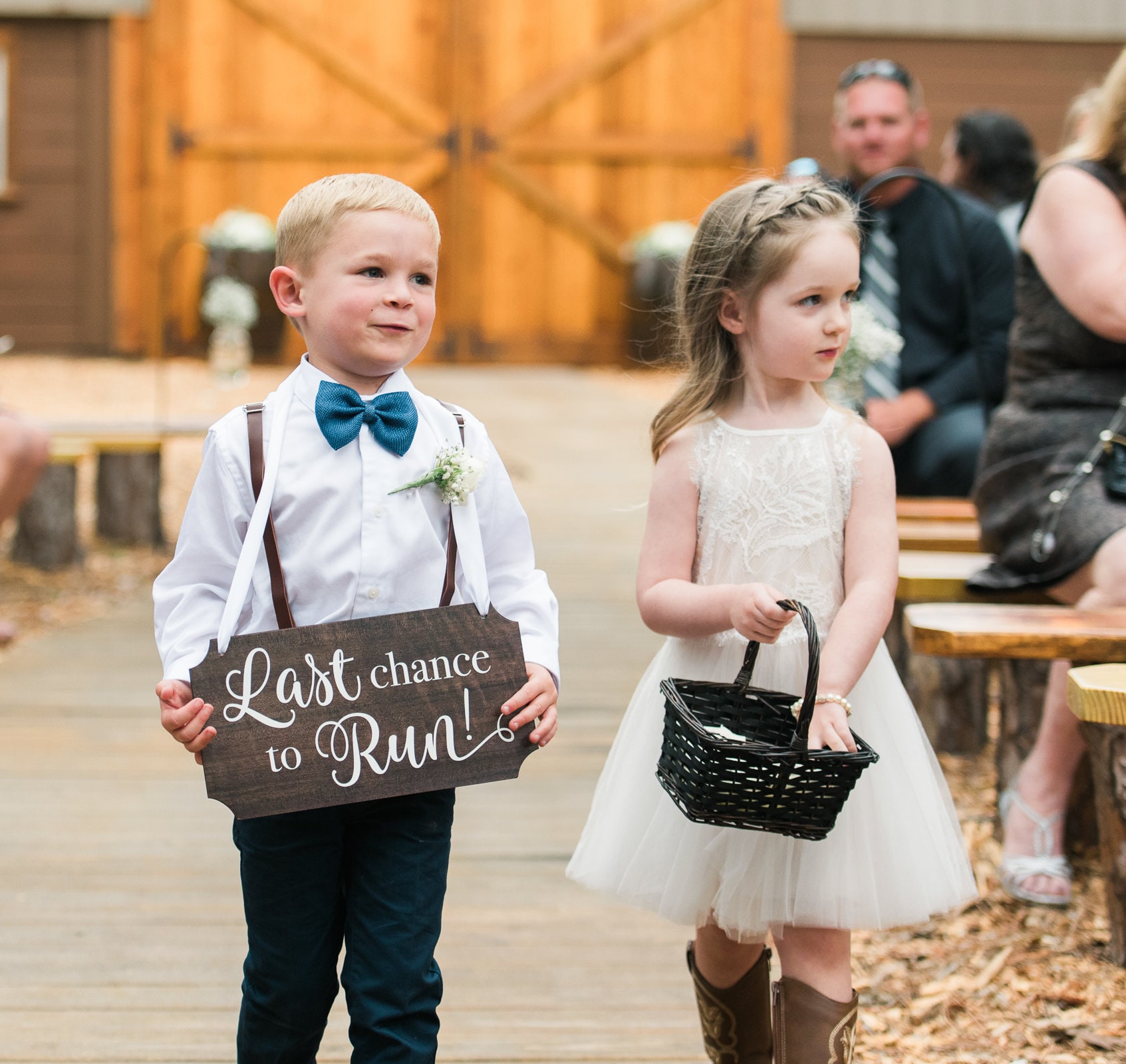 Ring Bearer Sign for Wedding Last Chance to Run Wooden Sign for Ceremony Decorations Wooden Rustic Chic (Item - WLC240)