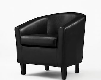 Modern Faux Leather Barrel Chair: Small Space Accent Armchair