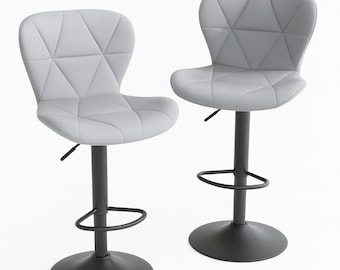 Adjustable Bar Stools Set of 2/4, Modern Swivel Faux Leather Counter Stools with Back for Kitchen Island & Bar