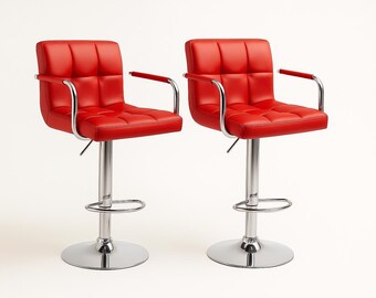 Bar Stools Set of 2, 26 Faux Leather Counter Height Bar Stool with Back, Metal Legs, Modern Upholstered Barstool Chairs,Brown Bar Stools Set of 2, 26 Faux Leather Counter Height Bar Stool with Back, Metal Legs, Modern Upholstered Barstool Chairs,Brown