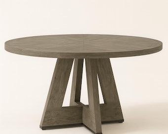 Modern Round Dining Table | Solid Wood Pedestal Table | Stylish Kitchen & Dining Room Furniture