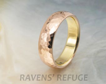 unique wedding band -- hammered domed wedding ring -- by Ravens' Refuge