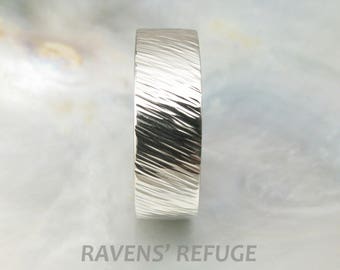 7mm men's wedding ring white gold -- twisted wheat wedding band -- organic and textured