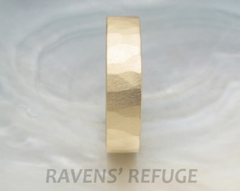 rustic wedding band -- organic wedding ring -- 5mm wide, yellow gold