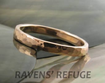 14k gold hammered wedding band / stacking ring in recycled rose gold, white gold or yellow gold