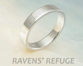 einfache Hand geschmiedet Platin Hochzeit Band / Stapelring / Rohrband