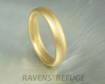 4mm classic 14k gold half round wedding band, comfort fit, in yellow gold, rose gold or white gold