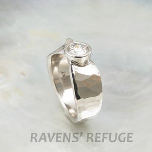 mobius engagement ring hammered diamond platinum bezel ring twisted wedding band artisan handmade image 2