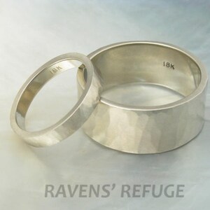 matte white gold ring / wedding band organic and rustic in 18k gold image 4