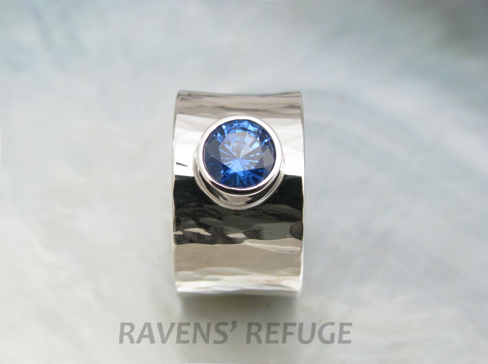 Hand Forged Engagement Ring, Platinum and Blue Sapphire -- by Ravens ...