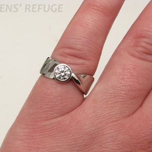 mobius engagement ring hammered diamond platinum bezel ring twisted wedding band artisan handmade image 5