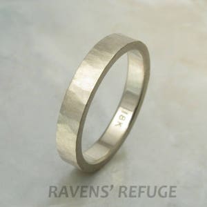 matte white gold ring / wedding band organic and rustic in 18k gold image 1