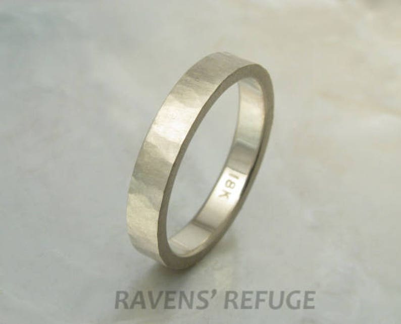 matte white gold ring / wedding band organic and rustic in 18k gold image 1