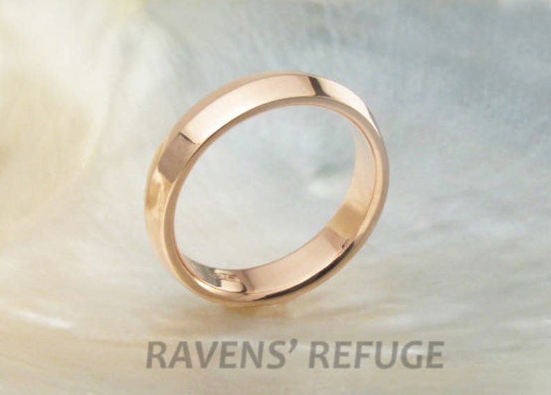Rose Gold Ring Eco Friendly Knife Edge Wedding Band for Men Etsy