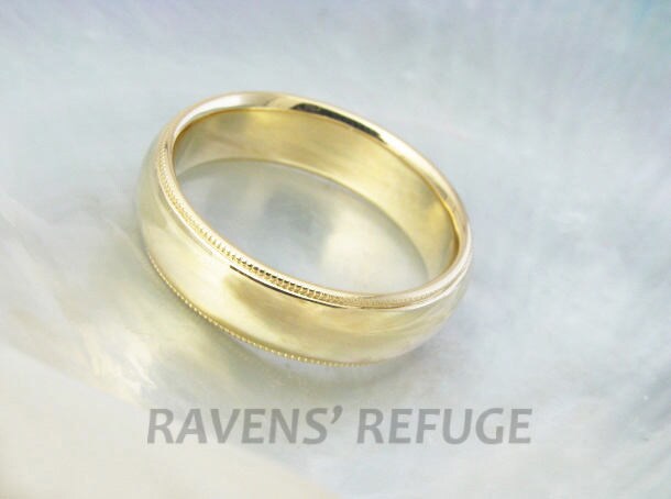 Mens 10K Yellow Gold 4mm Milgrain Half Round Wedding Band Ring Mens 10K Yellow Gold 4mm Milgrain Half Round Wedding Band Ring