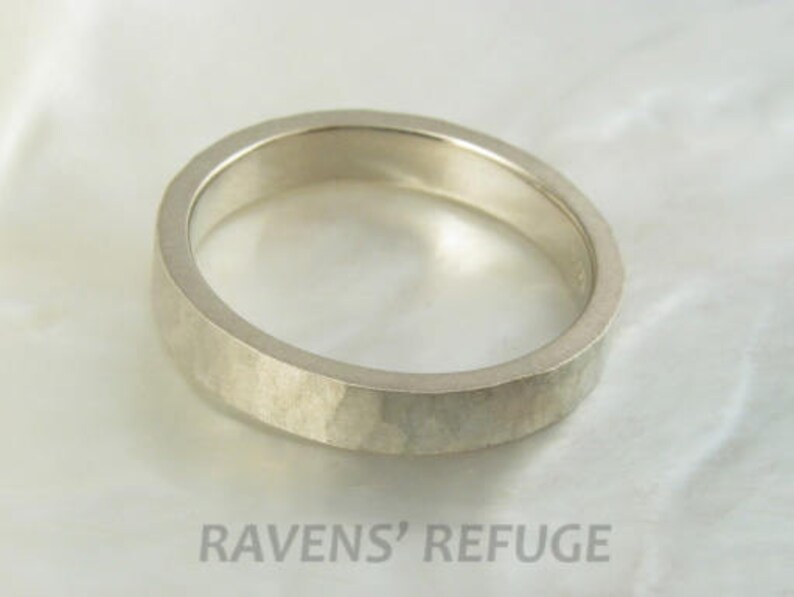 matte white gold ring / wedding band organic and rustic in 18k gold image 3