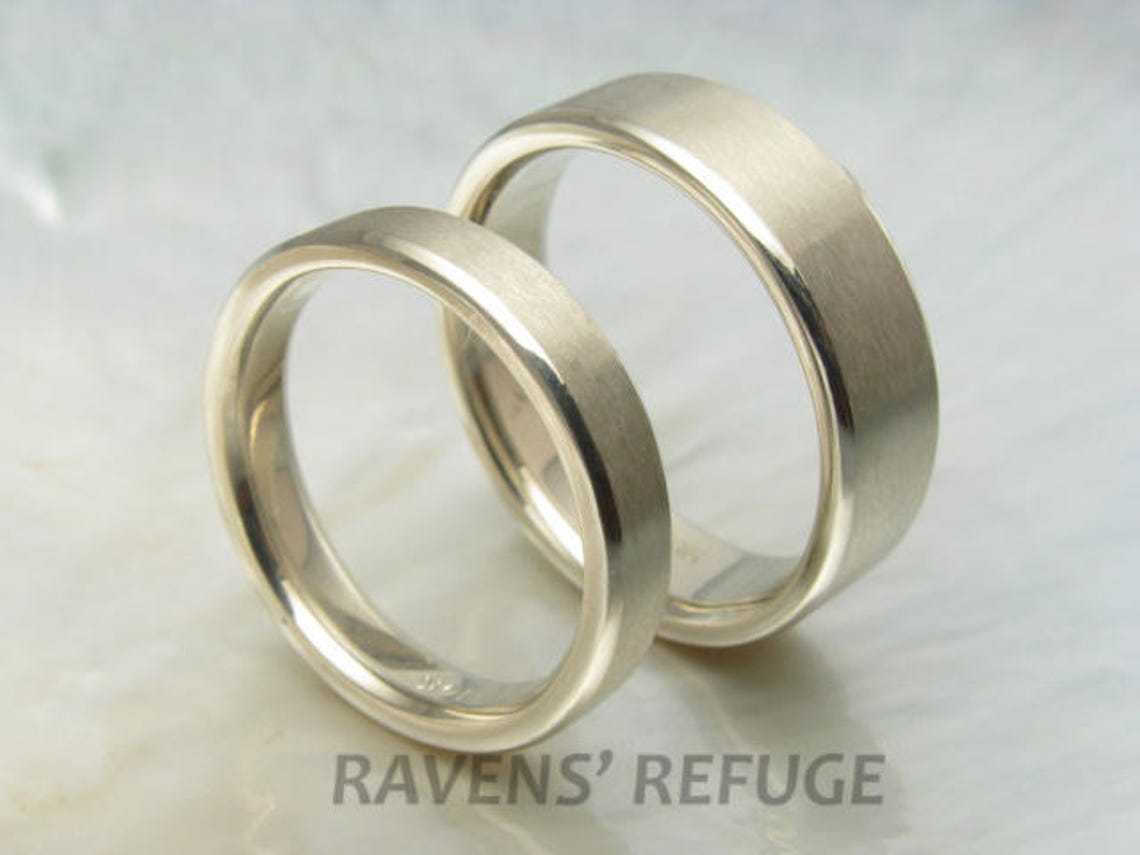 His and hers matching wedding bands in 14k white gold 6mm and Etsy