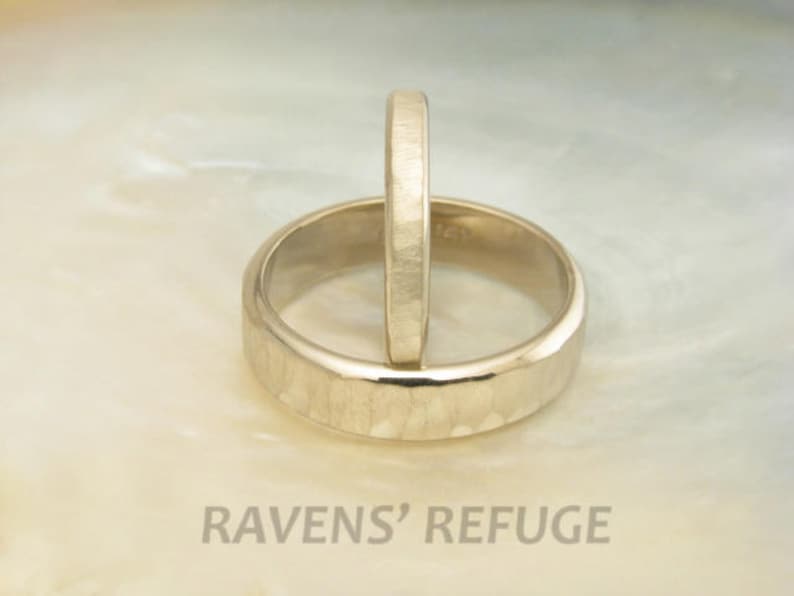 Custom Wedding Rings Hammered Wedding Band Set in 14k Etsy