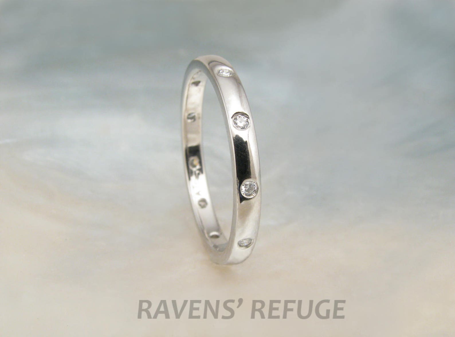 Diamond Platinum Anniversary Band / Wedding Ring Burnish Set Etsy