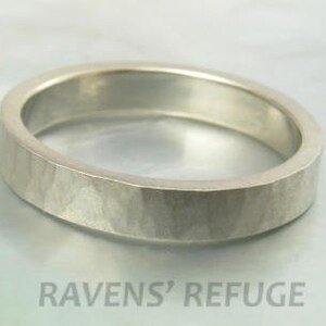 matte white gold ring / wedding band organic and rustic in 18k gold image 2