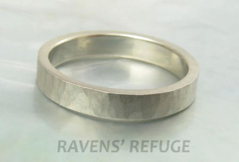 matte white gold ring / wedding band organic and rustic in 18k gold image 2