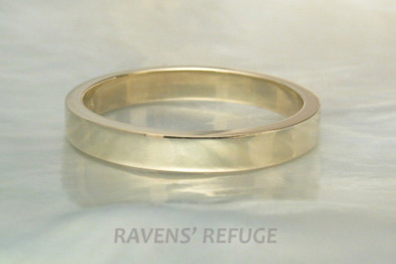 3mm Flat Wedding Band / Simple Wedding Ring in 14k Gold Etsy