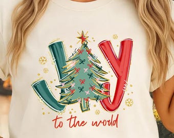 Joy To The World Christmas T-Shirt, Coquette Christian Tee