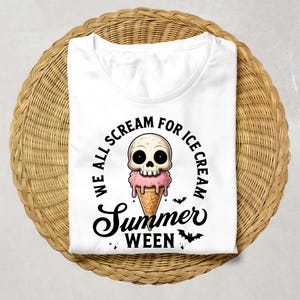 Summerween Skull Ice Cream - Funny Halloween Shirt, Halloween Party Shirt, Unisex Graphic Tee, Funny Summer Top, Gift for Ice Cream Lovers