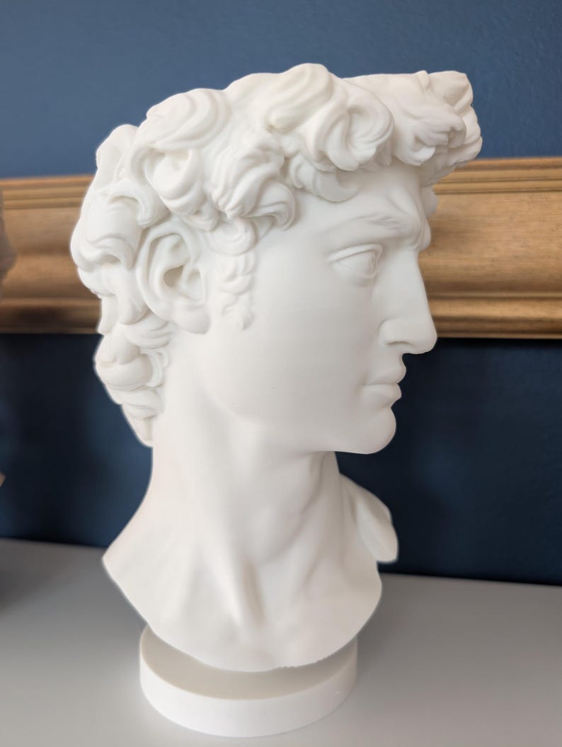 David Head Planter - Bone Beige Greek Bust - Dark Academia Decor White