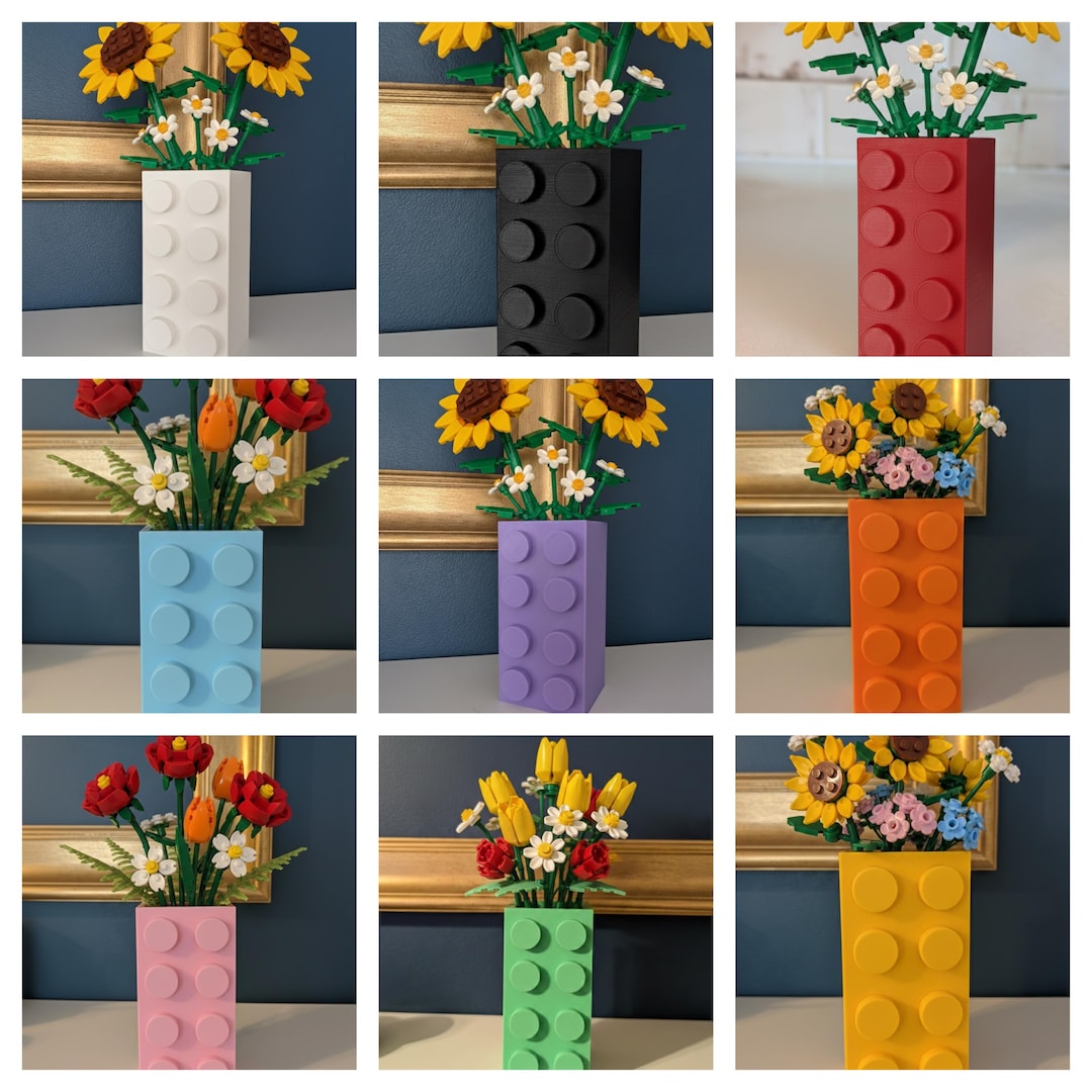 Building Block Inspired 3D Printed Vase | Geometric Brick Flower Pot ...