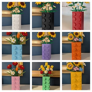LEGO-Style 3D Printed Vase for Flower Bouquet |  Brick Flower Pot | Fun Unique Vase | Gift for LEGO Lovers | Available in Multiple Colors