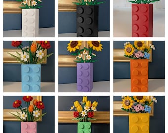 Building Block Inspired 3D Printed Vase | Geometric Brick Flower Pot | Unique Pixel Art Decor | Gift for Builders | Multiple Colors