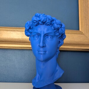 David Head Planter - Bone Beige Greek Bust - Dark Academia Decor Blue