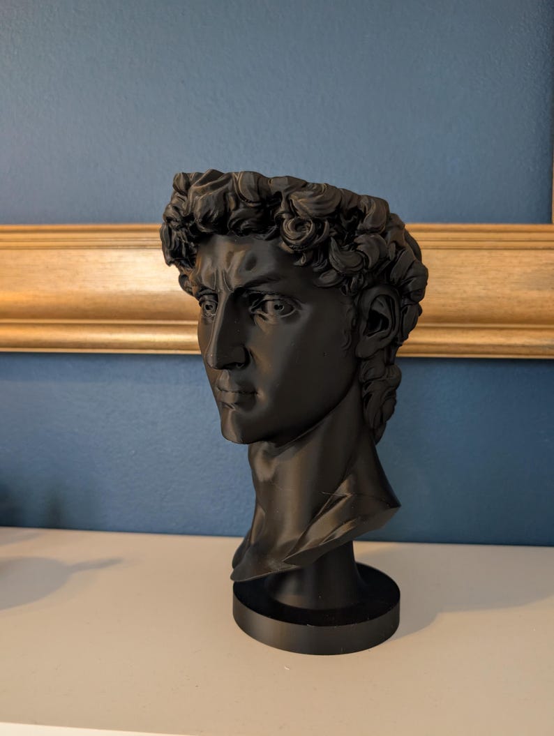 David Head Planter - Bone Beige Greek Bust - Dark Academia Decor Black