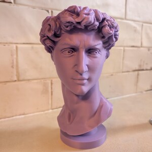 David Head Planter - Bone Beige Greek Bust - Dark Academia Decor Purple